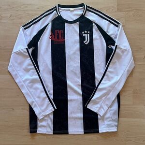 Juventus Home 24/25 Long Sleeve Soccer Jersey Men’s Sz xL Black White